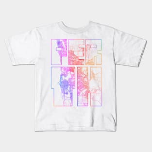 Perth, Australia City Map Typography - Colorful Kids T-Shirt